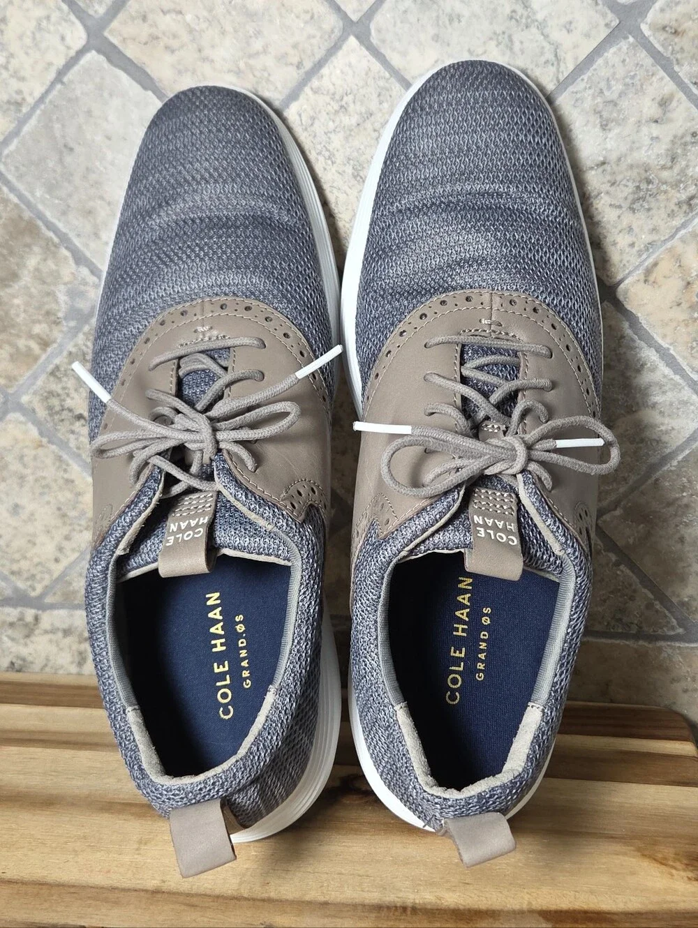 Cole Haan Grand Tour OS Oxford Shoes Men's 11M Gray Knit Leather Brogue Sneakers